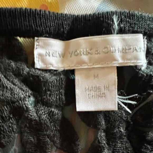 New York & Company Black Cap Sleeve Sweater with Floral Sheer Overlay at Top - M - Picture 5 of 6